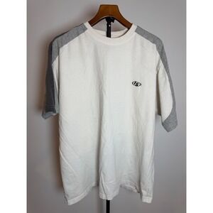 Vintage Interstate T-Shirt Mens XL White Grey Colorblock Cotton Made in USA 90s